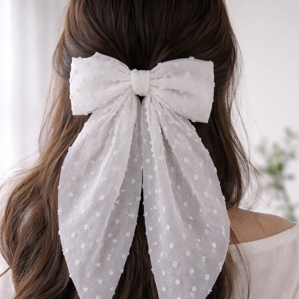 White Polka Dot Bow